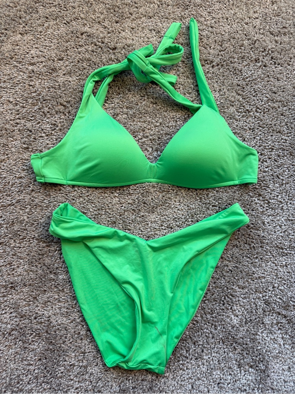 Calzedonia Giselle Graduated Padded Push-up Lime Green Top and V-front Bottom S